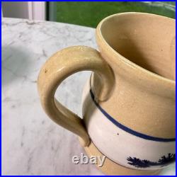 VTG 90s East Knoll Pottery Mochaware Sugar Bowl Creamer Set Seaweed Yellow Ware VTG 90s East Knoll Pottery Mochaware Sugar Bowl Creamer Set Seaweed Yellow Ware