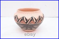 VTG Acoma Pueblo Pottery Signed Corrugated Pot Bowl Native American 7 Fine Line