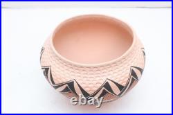 VTG Acoma Pueblo Pottery Signed Corrugated Pot Bowl Native American 7 Fine Line