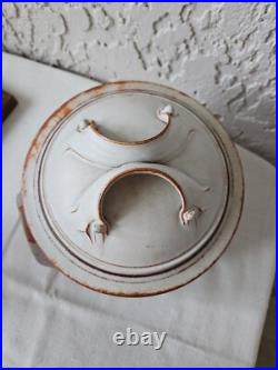 VTG Artisan Stoneware Pottery Tureen Lidded Serving Bowl Dish Signed