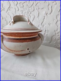 VTG Artisan Stoneware Pottery Tureen Lidded Serving Bowl Dish Signed