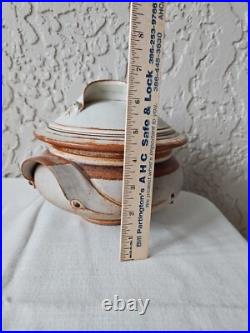 VTG Artisan Stoneware Pottery Tureen Lidded Serving Bowl Dish Signed