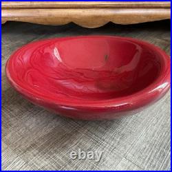 VTG Arvi Tynys Stonelain Ceramic Bowl 11 Mid Century Crimson Red Art Pottery