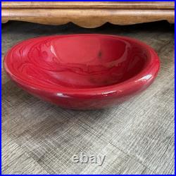 VTG Arvi Tynys Stonelain Ceramic Bowl 11 Mid Century Crimson Red Art Pottery