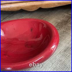 VTG Arvi Tynys Stonelain Ceramic Bowl 11 Mid Century Crimson Red Art Pottery