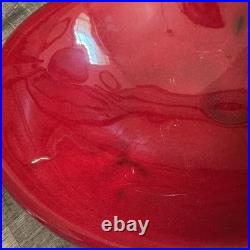VTG Arvi Tynys Stonelain Ceramic Bowl 11 Mid Century Crimson Red Art Pottery