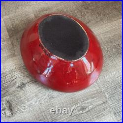VTG Arvi Tynys Stonelain Ceramic Bowl 11 Mid Century Crimson Red Art Pottery