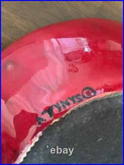 VTG Arvi Tynys Stonelain Ceramic Bowl 11 Mid Century Crimson Red Art Pottery