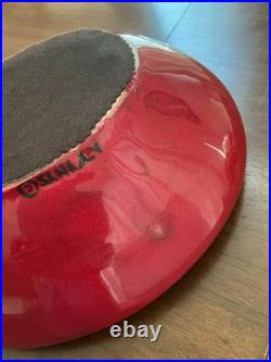 VTG Arvi Tynys Stonelain Ceramic Bowl 11 Mid Century Crimson Red Art Pottery