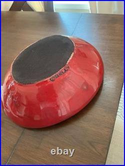 VTG Arvi Tynys Stonelain Ceramic Bowl 11 Mid Century Crimson Red Art Pottery