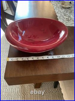 VTG Arvi Tynys Stonelain Ceramic Bowl 11 Mid Century Crimson Red Art Pottery