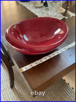 VTG Arvi Tynys Stonelain Ceramic Bowl 11 Mid Century Crimson Red Art Pottery