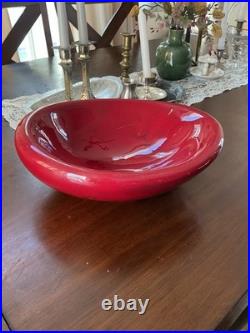 VTG Arvi Tynys Stonelain Ceramic Bowl 11 Mid Century Crimson Red Art Pottery