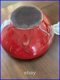 VTG Arvi Tynys Stonelain Ceramic Bowl 11 Mid Century Crimson Red Art Pottery