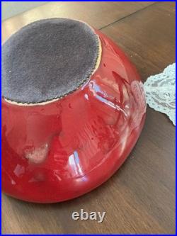 VTG Arvi Tynys Stonelain Ceramic Bowl 11 Mid Century Crimson Red Art Pottery