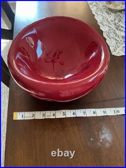 VTG Arvi Tynys Stonelain Ceramic Bowl 11 Mid Century Crimson Red Art Pottery