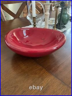 VTG Arvi Tynys Stonelain Ceramic Bowl 11 Mid Century Crimson Red Art Pottery