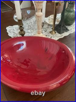 VTG Arvi Tynys Stonelain Ceramic Bowl 11 Mid Century Crimson Red Art Pottery