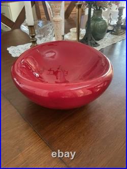 VTG Arvi Tynys Stonelain Ceramic Bowl 11 Mid Century Crimson Red Art Pottery