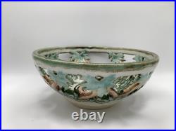 VTG Blasdell'95 Art Pottery Openwork Bowl, Signed, 6 Diameter X 3 High