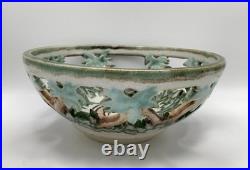 VTG Blasdell'95 Art Pottery Openwork Bowl, Signed, 6 Diameter X 3 High