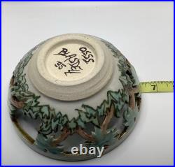 VTG Blasdell'95 Art Pottery Openwork Bowl, Signed, 6 Diameter X 3 High
