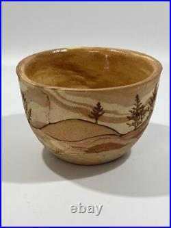 VTG Brigitte Haag Studio Art Pottery Southwestern Landscape Bowl Handmade 3.5 T