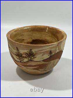 VTG Brigitte Haag Studio Art Pottery Southwestern Landscape Bowl Handmade 3.5 T