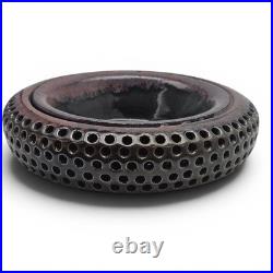 VTG California Studio Pottery Double Wall Perforated Stoneware Ikebana Bowl 9