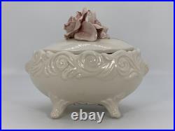 VTG Ceramiche Ceramics Hand Made Artisan Flower Topped Covered Trinket Box