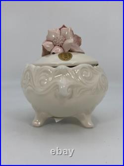 VTG Ceramiche Ceramics Hand Made Artisan Flower Topped Covered Trinket Box