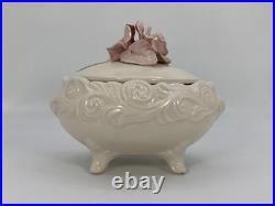 VTG Ceramiche Ceramics Hand Made Artisan Flower Topped Covered Trinket Box