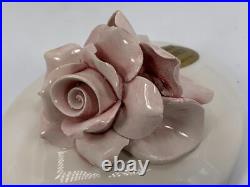 VTG Ceramiche Ceramics Hand Made Artisan Flower Topped Covered Trinket Box