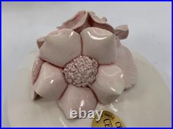 VTG Ceramiche Ceramics Hand Made Artisan Flower Topped Covered Trinket Box