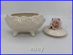 VTG Ceramiche Ceramics Hand Made Artisan Flower Topped Covered Trinket Box