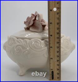 VTG Ceramiche Ceramics Hand Made Artisan Flower Topped Covered Trinket Box
