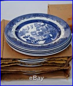 VTG Churchill England BLUE WILLOW Dinner Plate x13 Bowl x18 Cups x5 LOT 26 EUC