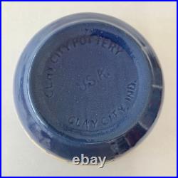 VTG Clay City Pottery Large Mixing Blue Bowl Scalloped USA Stonewear Bread 12