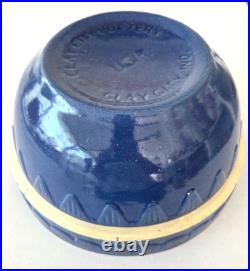 VTG Clay City Pottery Large Mixing Blue Bowl Scalloped USA Stonewear Bread 12