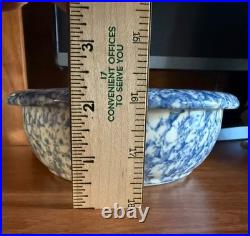VTG Gerald E Henn Roseville OH Pottery Blue Sponge-ware 6 Cereal Bowls Set Of 6