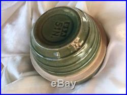 VTG. Green Ware Small Pottery Bowl, USA, 5 inch on bottom, Rare and HTF