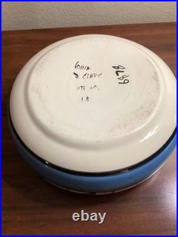 VTG Handmade Lrg Native American Pottery Bowl Ute Mtn Signed Black, White, Blue