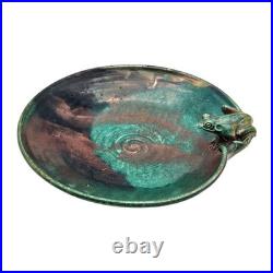 VTG Joy Imai Studio Pottery Frog Bowl 11 Iridescent Copper Green Signed VTG Joy Imai Studio Pottery Frog Bowl 11 Iridescent Copper Green Signed