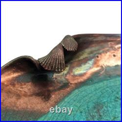 VTG Joy Imai Studio Pottery Low Bowl 9 Iridescent Copper Turquoise Signed