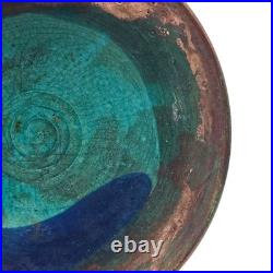 VTG Joy Imai Studio Pottery Low Bowl 9 Iridescent Copper Turquoise Signed