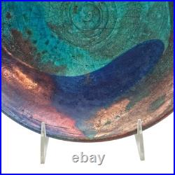 VTG Joy Imai Studio Pottery Low Bowl 9 Iridescent Copper Turquoise Signed