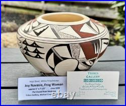 VTG Joy Navasie (Frogwoman) Hopi Wide Bowl, White Polychrome cir. 1970 5 x 7.5