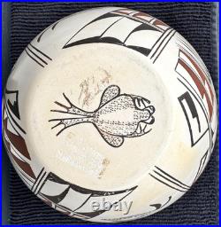 VTG Joy Navasie (Frogwoman) Hopi Wide Bowl, White Polychrome cir. 1970 5 x 7.5