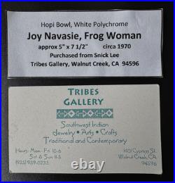 VTG Joy Navasie (Frogwoman) Hopi Wide Bowl, White Polychrome cir. 1970 5 x 7.5