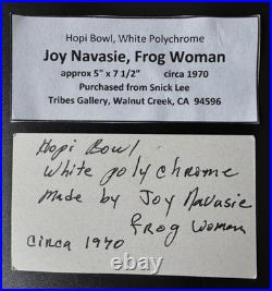 VTG Joy Navasie (Frogwoman) Hopi Wide Bowl, White Polychrome cir. 1970 5 x 7.5